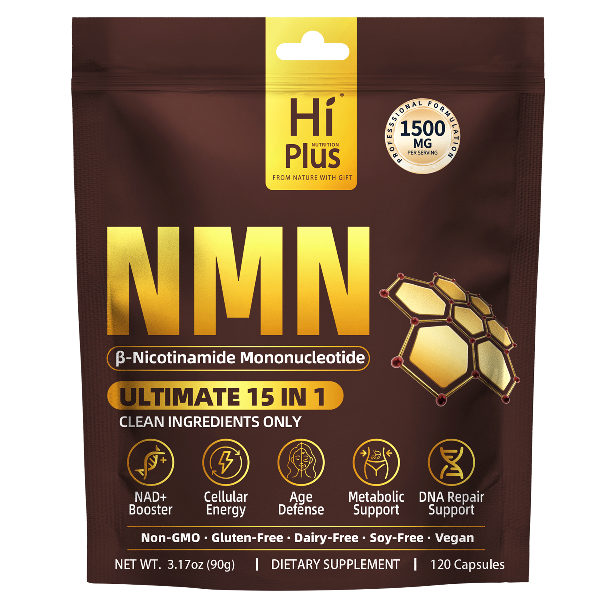 HiPlus®NMN Supplement 1500mg Per Serving – 15-in-1 Complex Formula wit ...