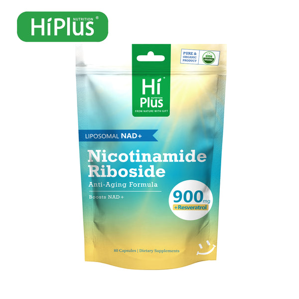 HiPlus® Liposomal Nicotinamide Riboside (NR) with Resveratrol & Quercetin | High Purity NAD+ Supplement for Anti-Aging, Energy, and Focus | 80 Capsules | Alternative to NMN Supplement