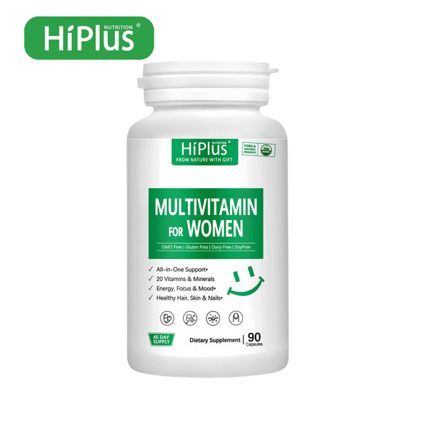 HiPlus® Multivitamin for Women-Daily Womens Multivitamin & Multimineral with Vitamin A,C,D,E,B12, Zinc and More Vitamins for Women - Womens Vitamins for Energy, Focus, and Womens Health.  90 Capsules
