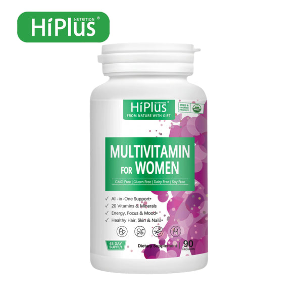HiPlus® Multivitamin for Women - Daily Essential Multivitamin & Multimineral with Vitamin A, C, D, E, B12, Zinc & More. Supports Energy, Focus, Hair Growth & Overall Health - 90 Capsules