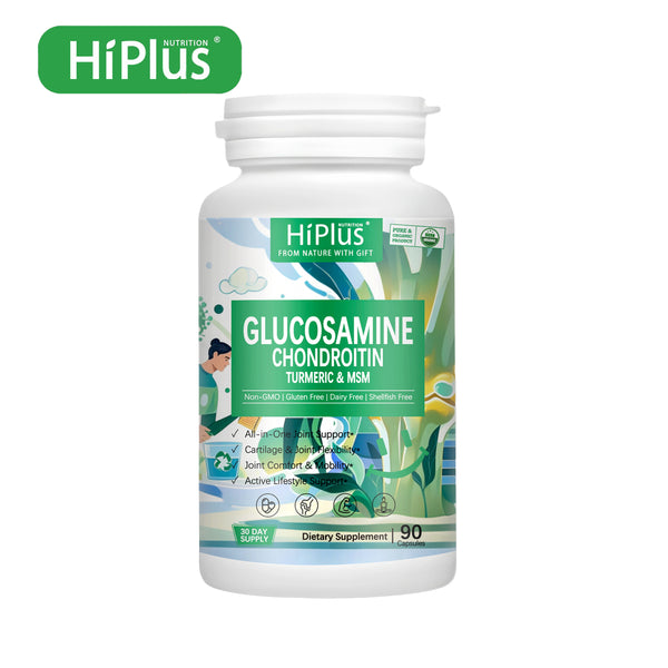 HiPlus® Glucosamine Chondroitin MSM and Turmeric Supplement -Joint Support Supplementfor Women & Men with Boswellia & Glucosamine Sulfate 1500 mg. Used for Cartilage & Joint Health & Flexibility